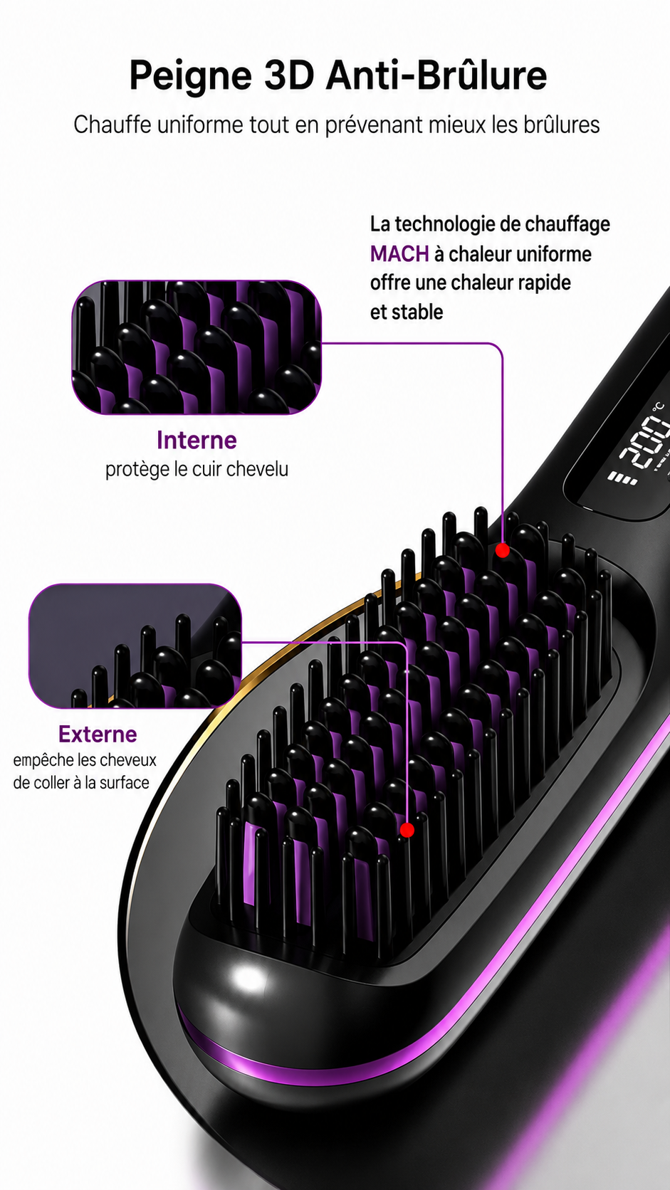 Brosse Lissante Chauffante Pro™ | Lissez vos cheveux en quelques minutes
