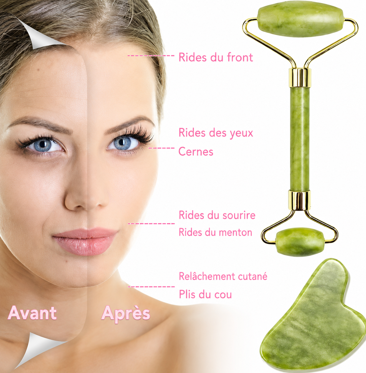 Set Gua Sha + Rouleau de jade – Le duo sculptant