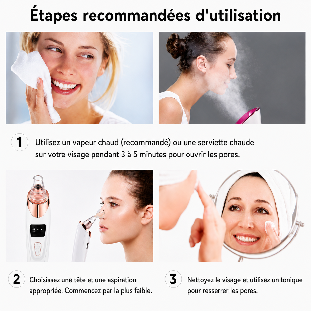 Extracteur de points noirs électrique, stop aux doigts